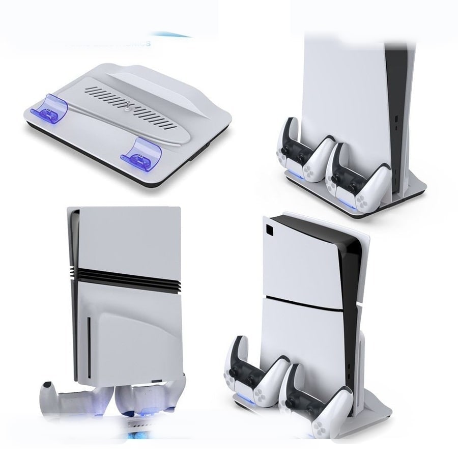 PS5 Cooling Stand with Blue Light Controller Charging Dock