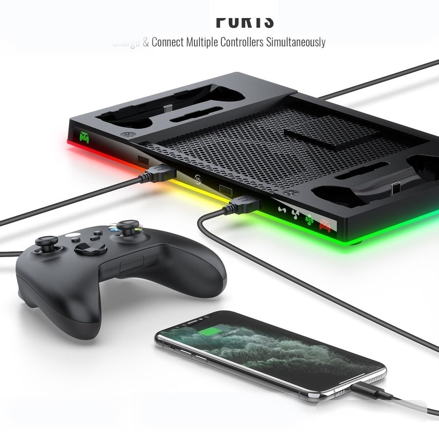 Steam Machine RGB Cooling Stand with Controller Charging sanitized image 3