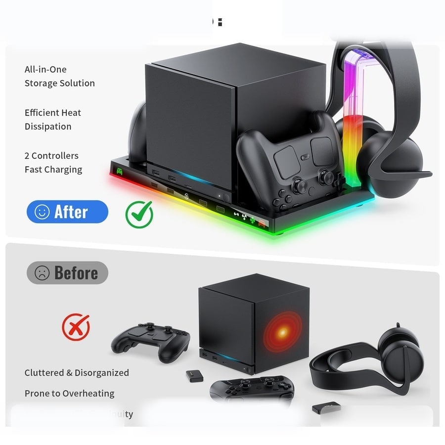 Steam Machine RGB Cooling Stand with Controller Charging sanitized image 4
